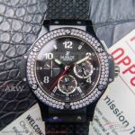 H6 Factory Hublot Big Bang 42mm 7750 Chronograph Watch -  Black Steel Case Diamond Bezel 542.CM.1770.RX